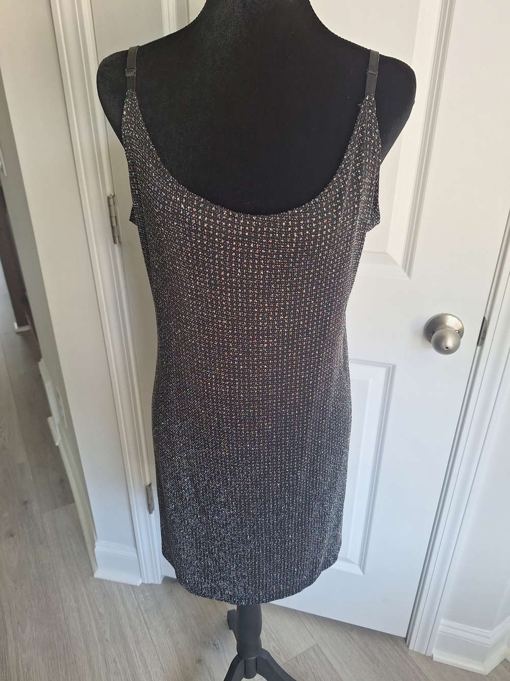 Vintage Y2k Bebe Metallic Black Cami Dress Made In The USA